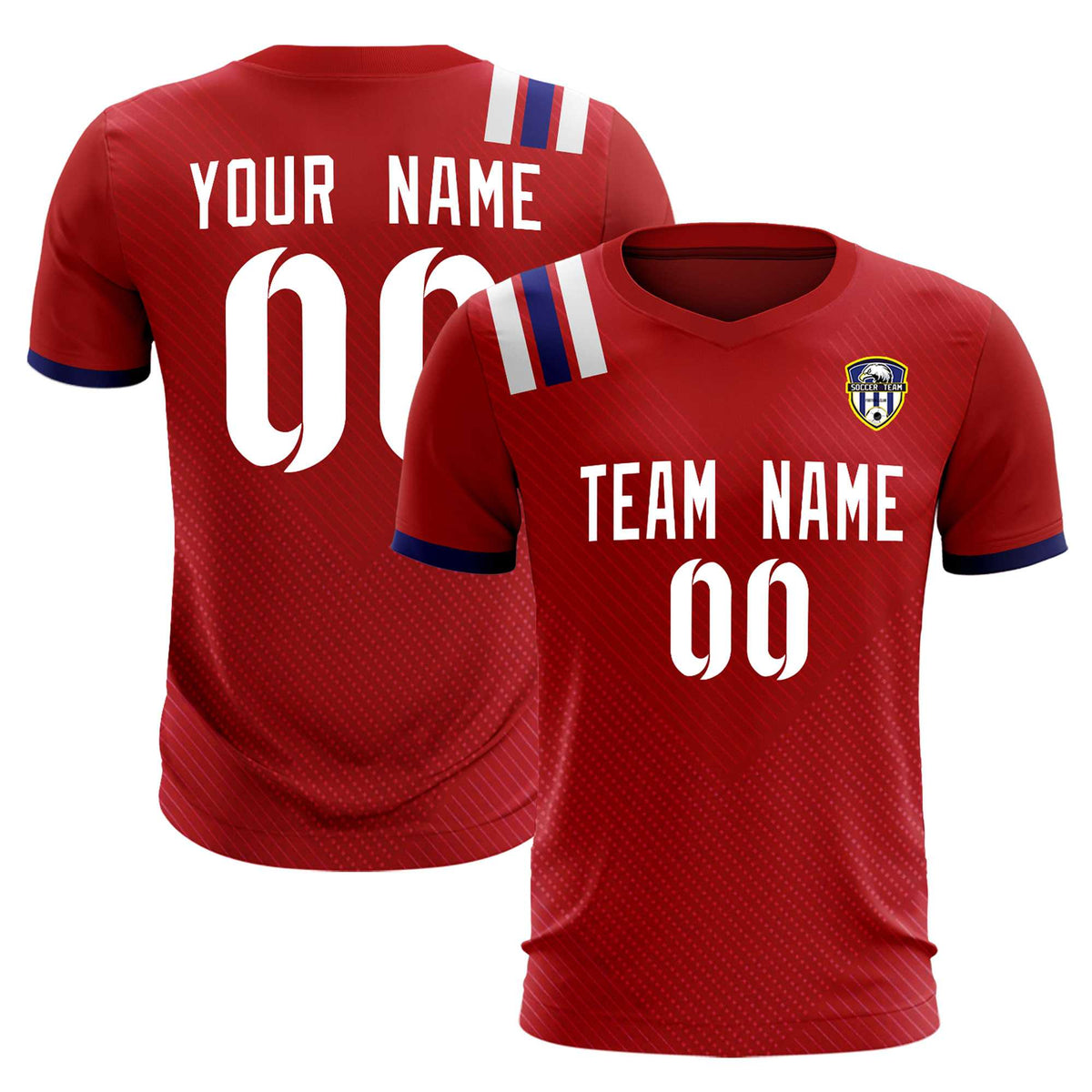 Custom Red Striped Sportswear Football Kit Jersey For Adults
