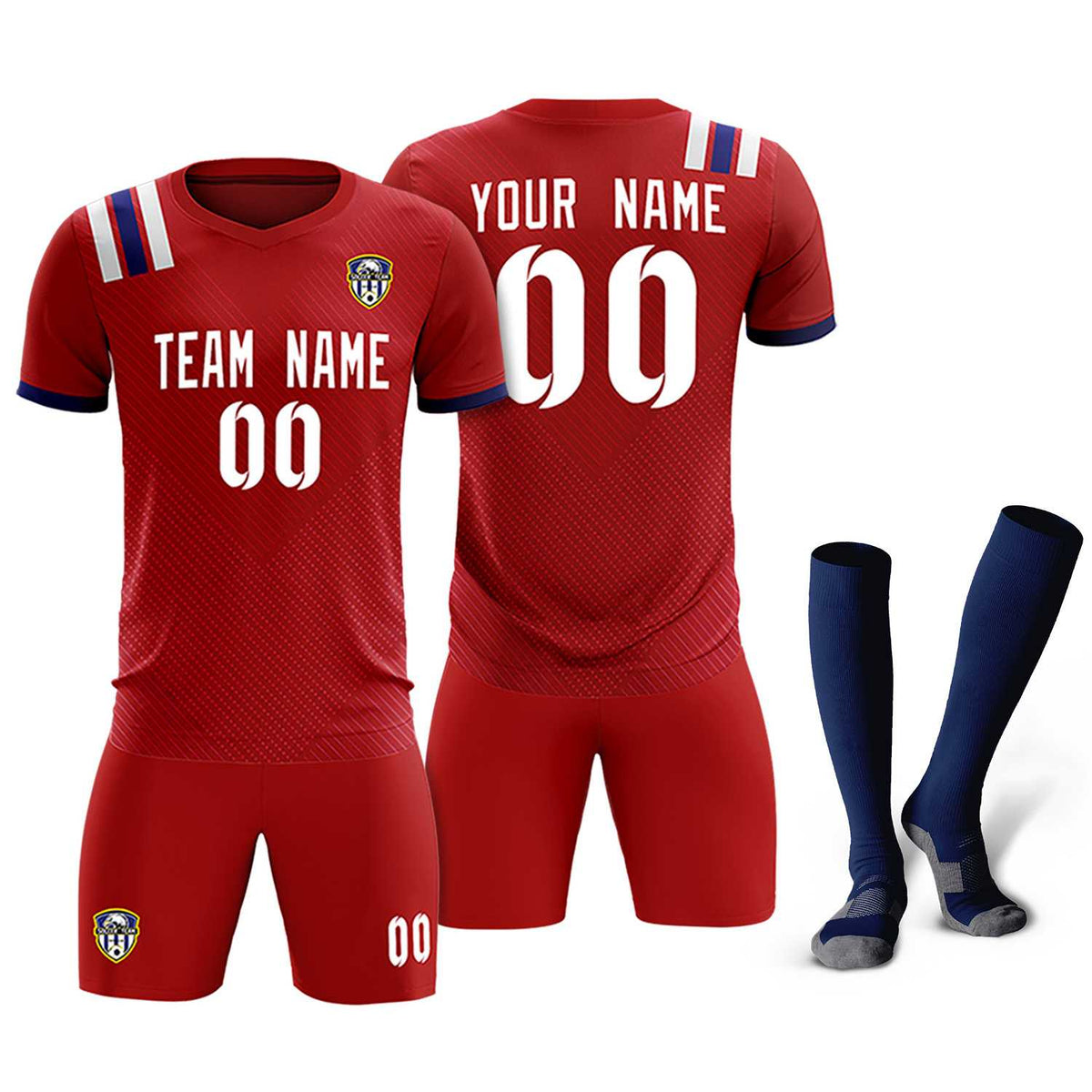 Custom Red Striped Sportswear Football Kit Jersey For Adults