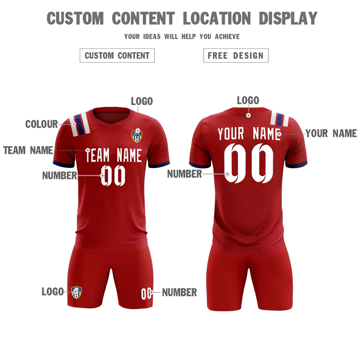 Custom Red Striped Sportswear Soccer Tops/Sets Jersey For Adults