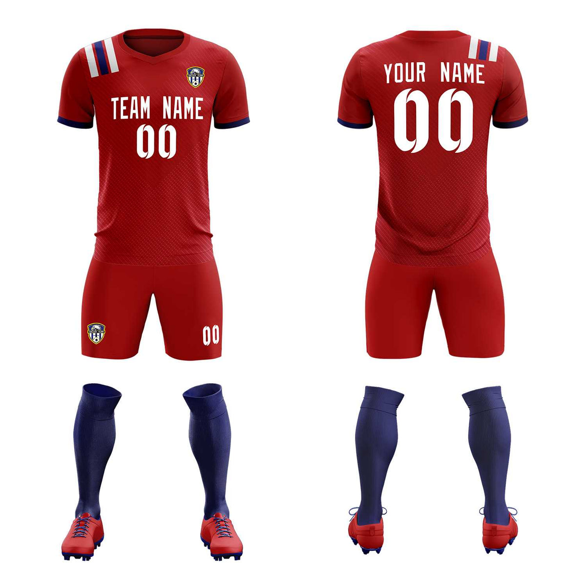 Custom Red Striped Sportswear Football Kit Jersey For Adults