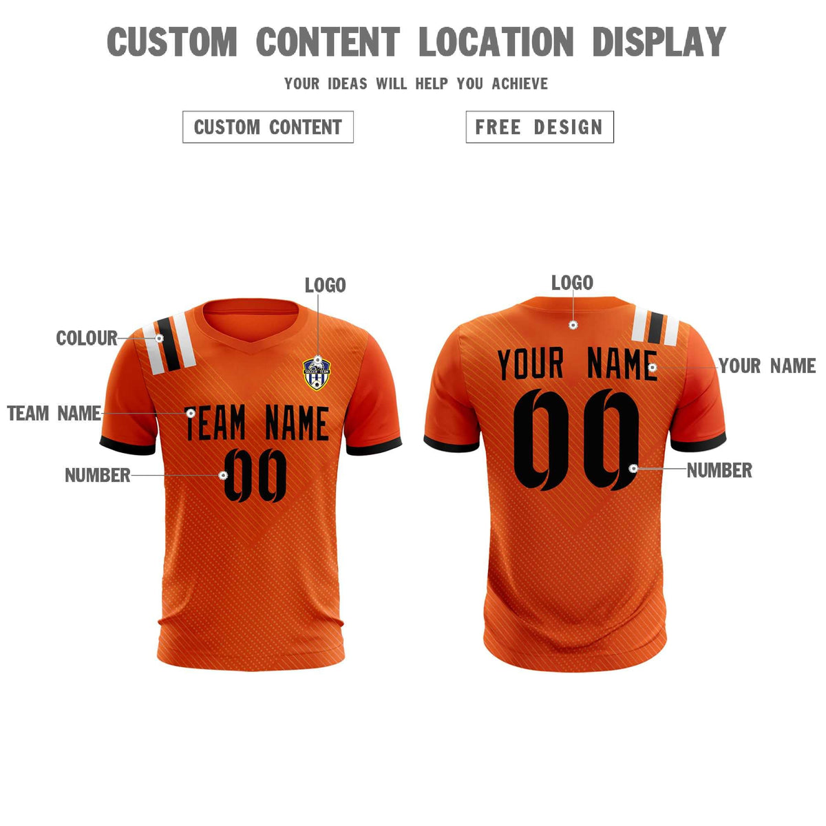 Custom Orange Striped Sportswear Soccer Tops/Sets Jersey For Adults