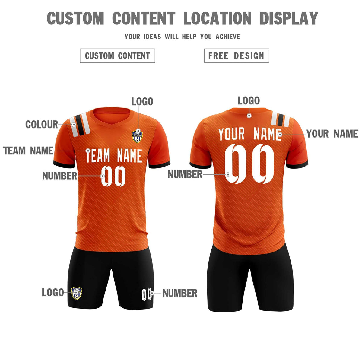 Custom Orange Striped Sportswear Football Kit Jersey For Adults