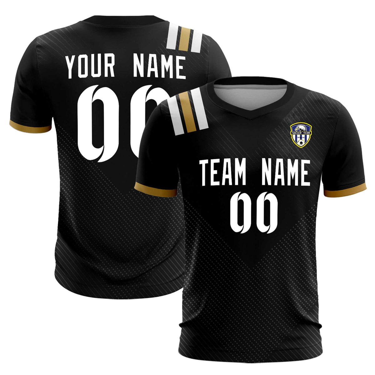 Custom Black Striped Sportswear Football Kit Jersey For Adults