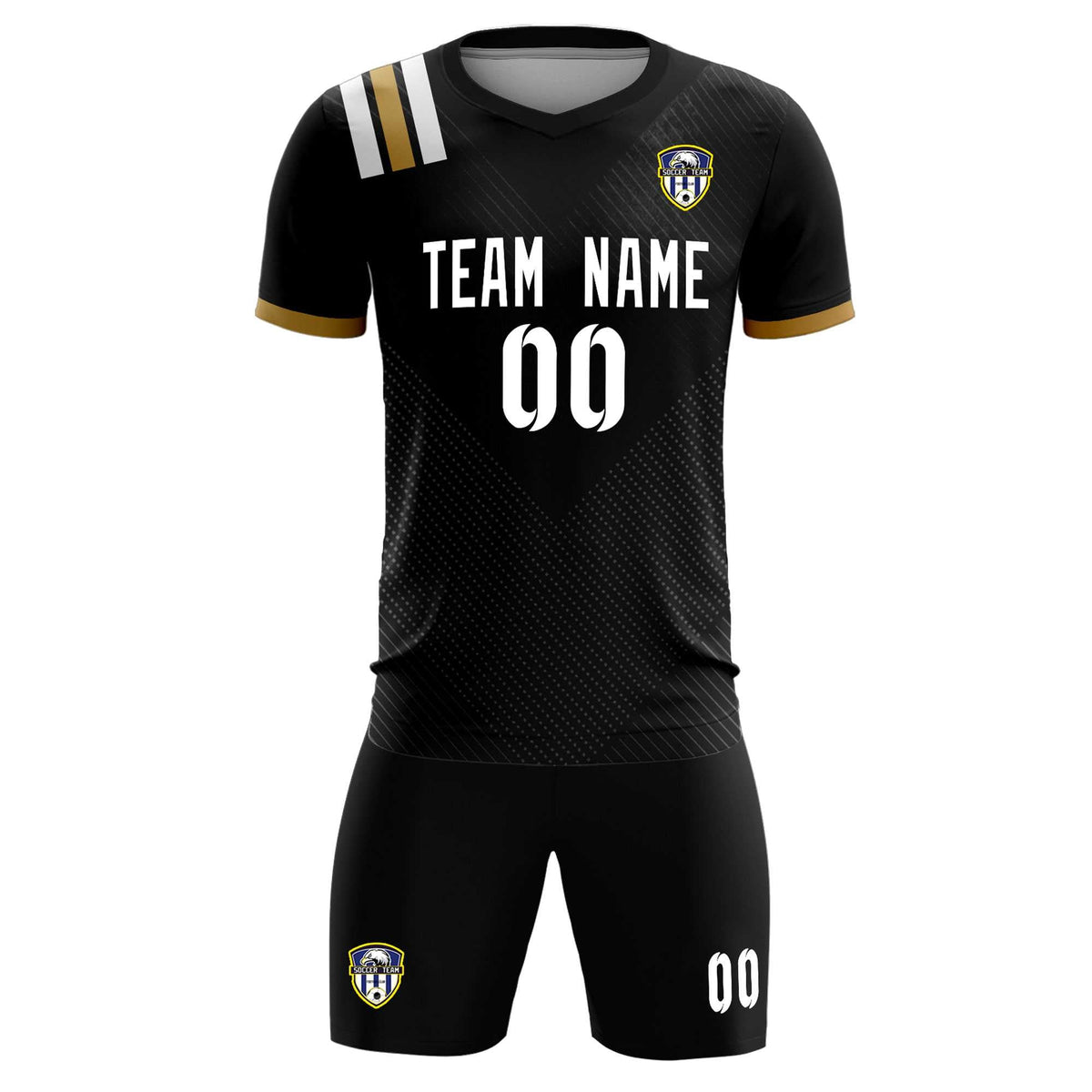 Custom Black Striped Sportswear Soccer Tops/Sets Jersey For Adults