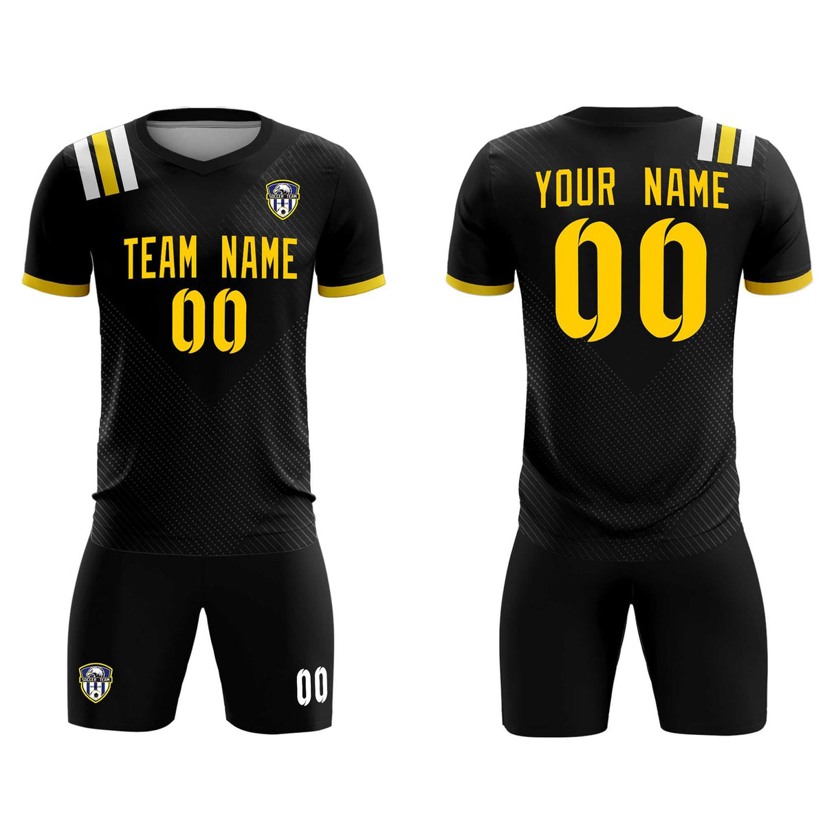 Custom Black Striped Sportswear Football Kit Jersey For Adults