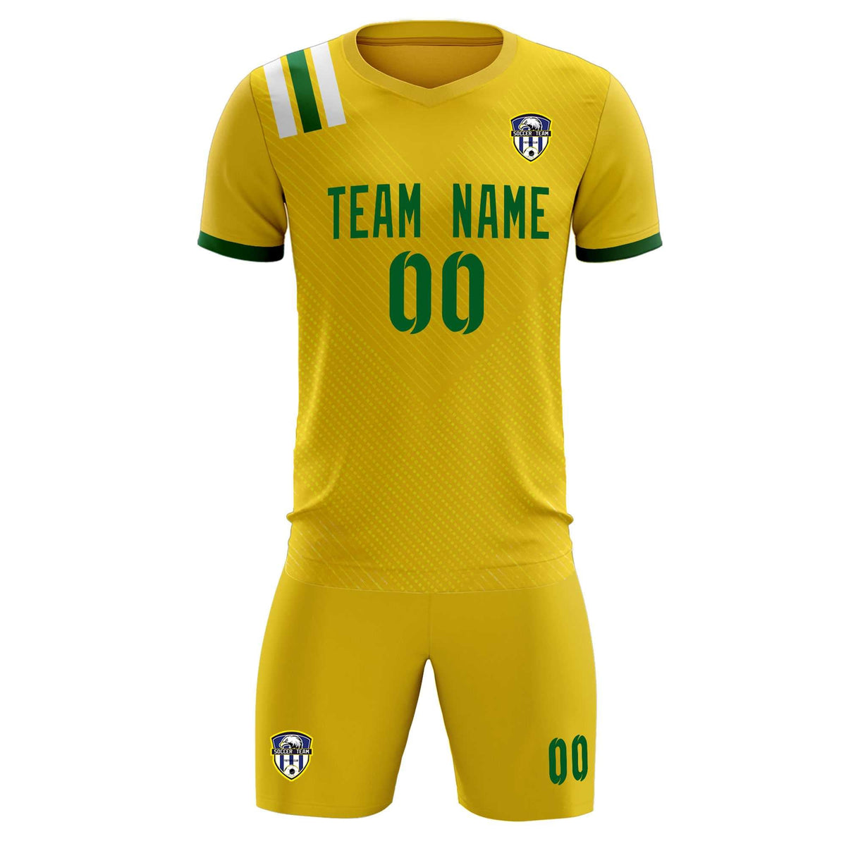 Custom Gold Striped Sportswear Football Kit Jersey For Adults
