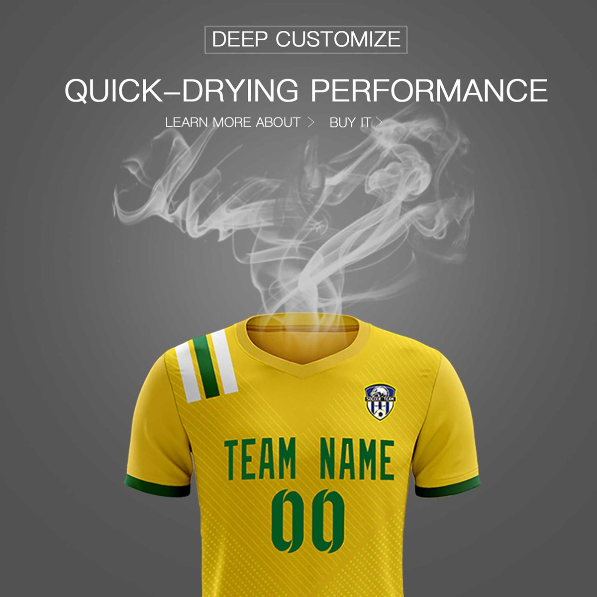 Custom Gold Striped Sportswear Soccer Tops/Sets Jersey For Adults