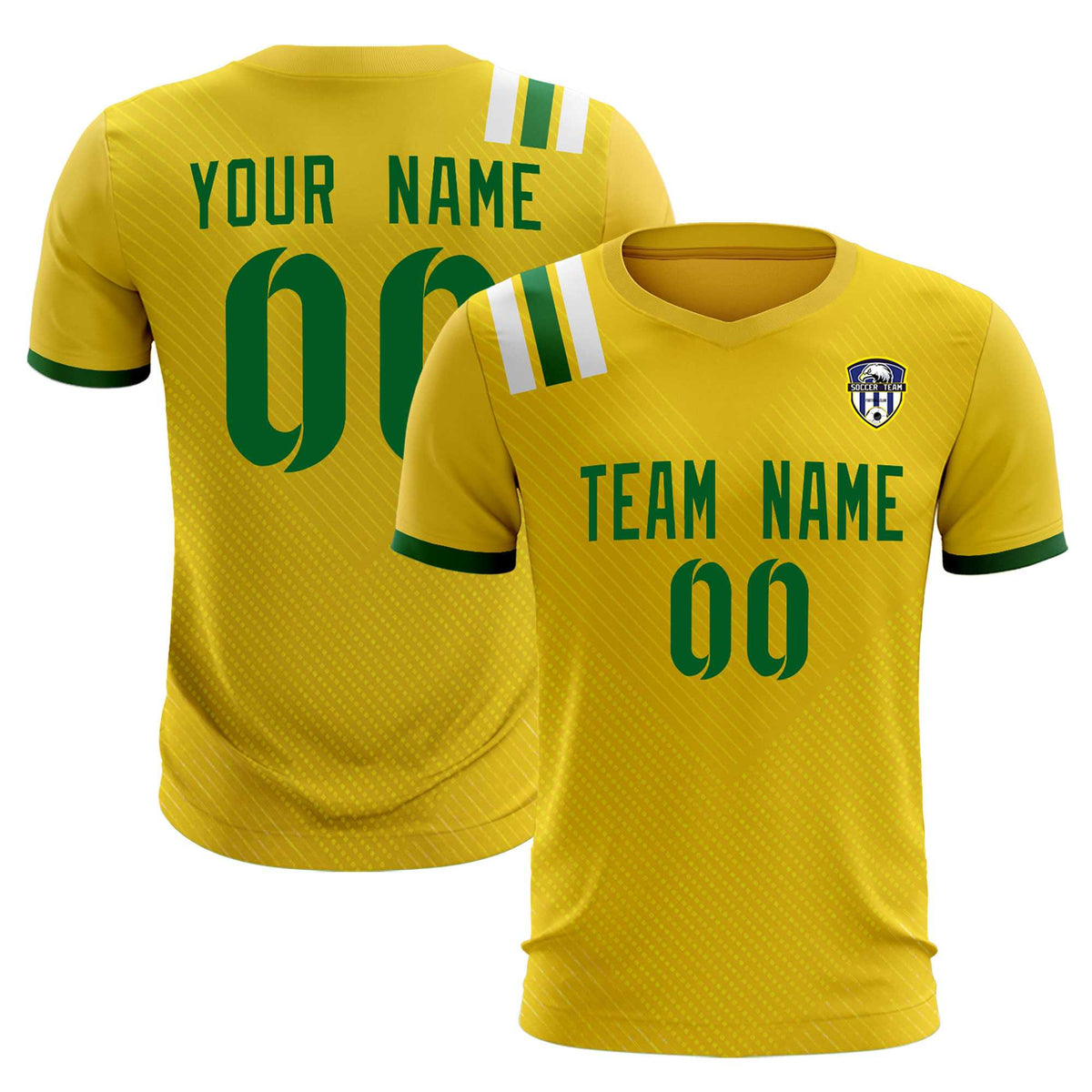 Custom Gold Striped Sportswear Football Kit Jersey For Adults