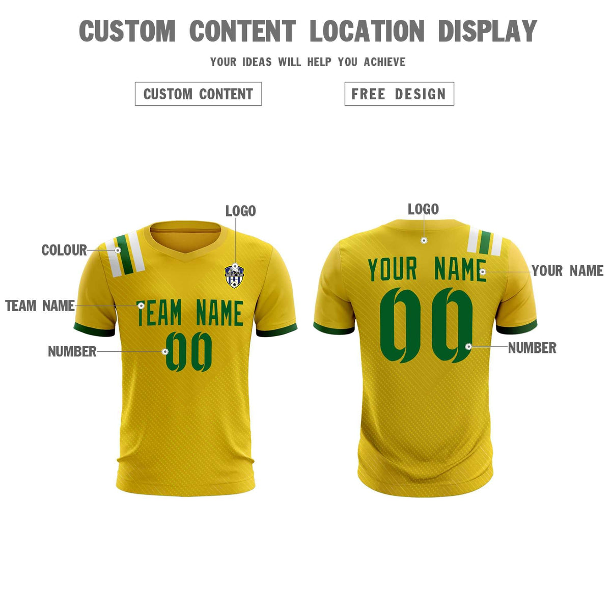 Custom Gold Striped Sportswear Football Kit Jersey For Adults