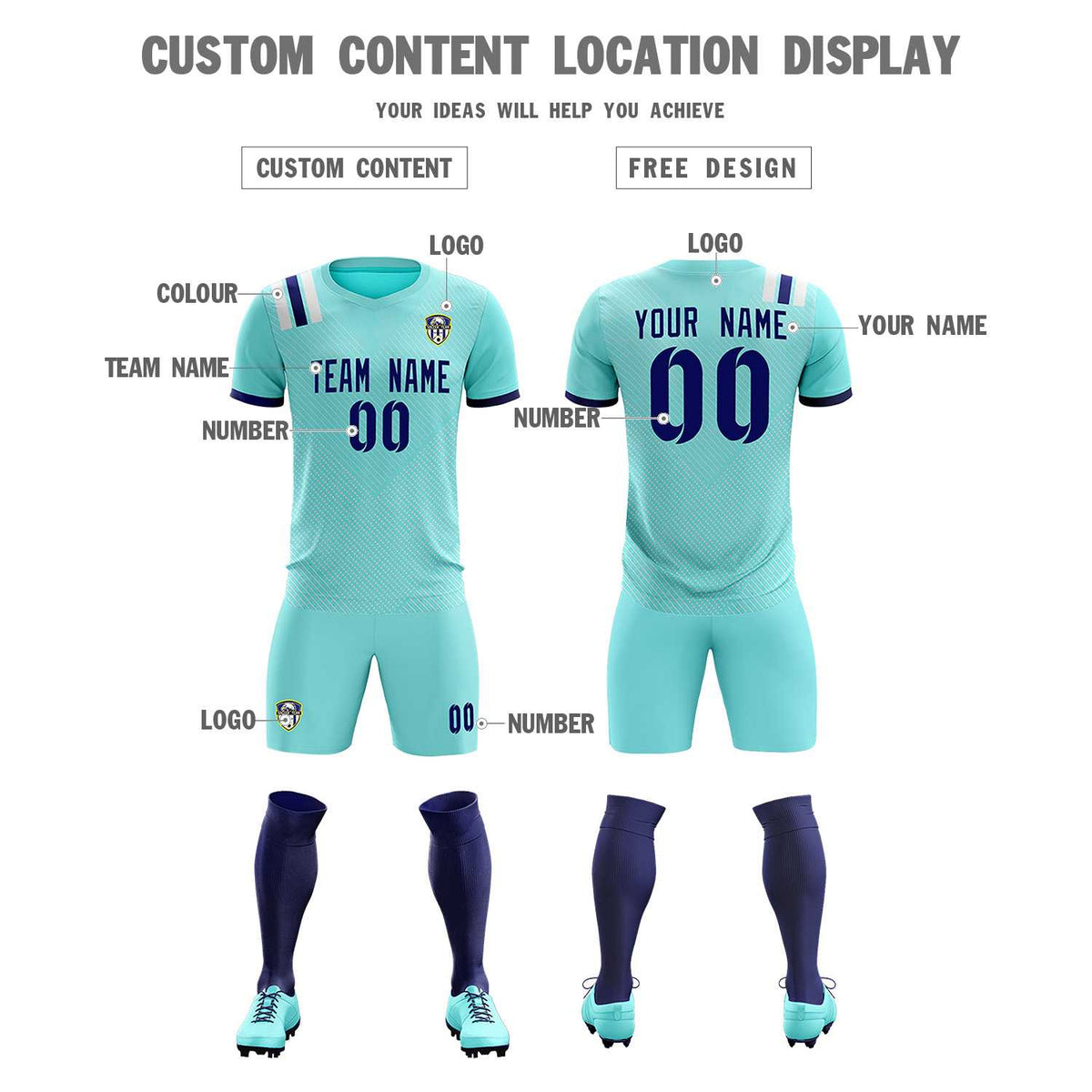 Custom Sky Blue Striped Sportswear Soccer Tops/Sets Jersey For Adults