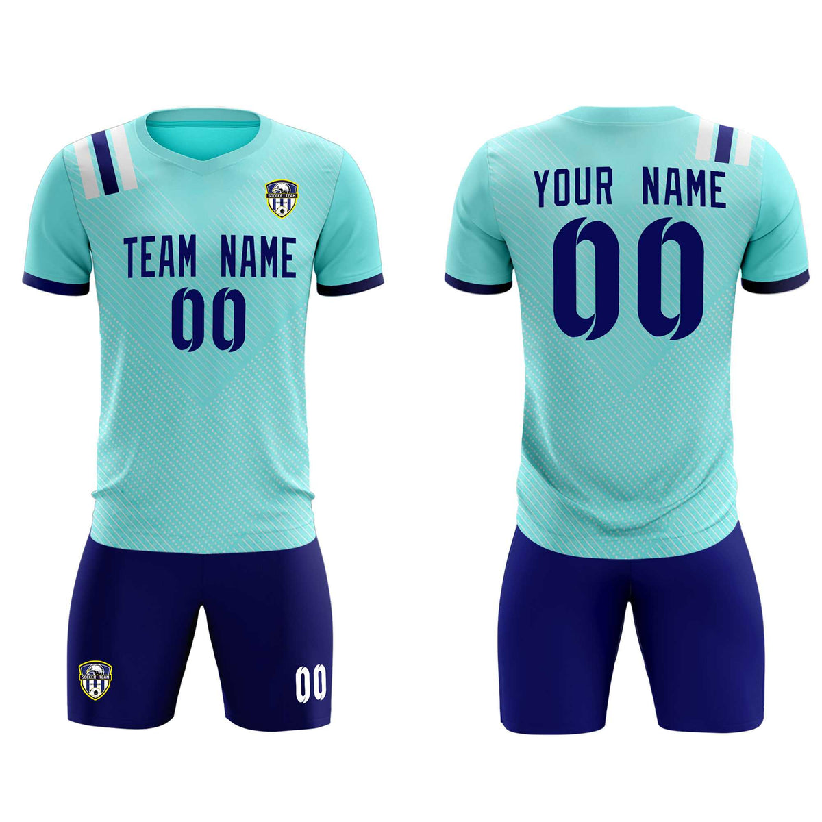 Custom Sky Blue Striped Sportswear Soccer Tops/Sets Jersey For Adults