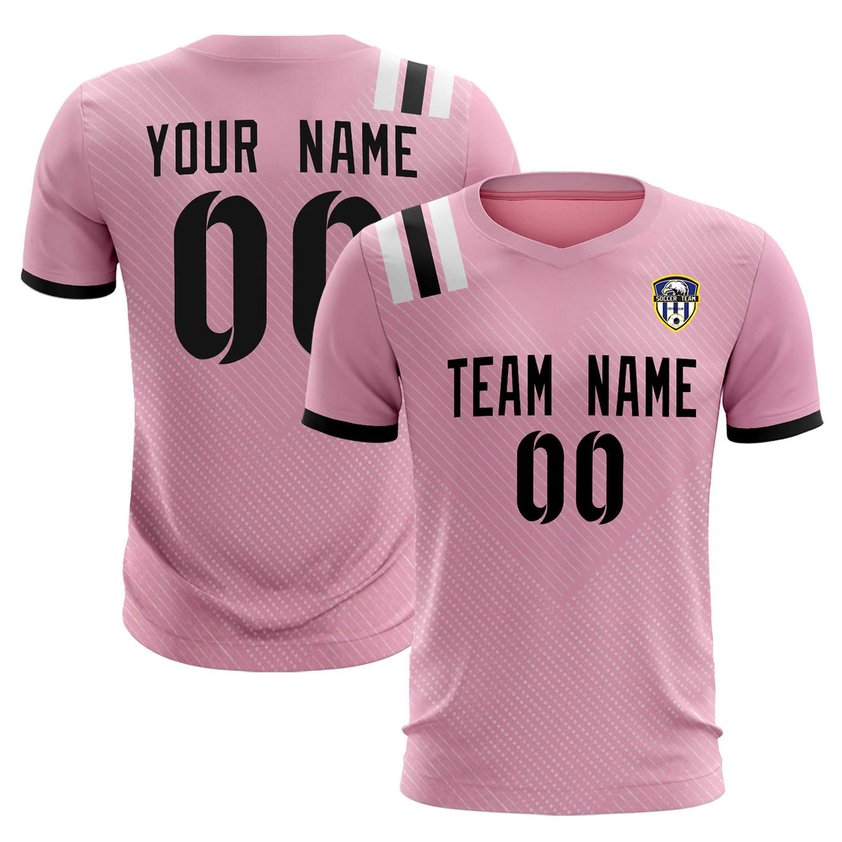 Custom Pink Striped Sportswear Soccer Tops/Sets Jersey For Adults