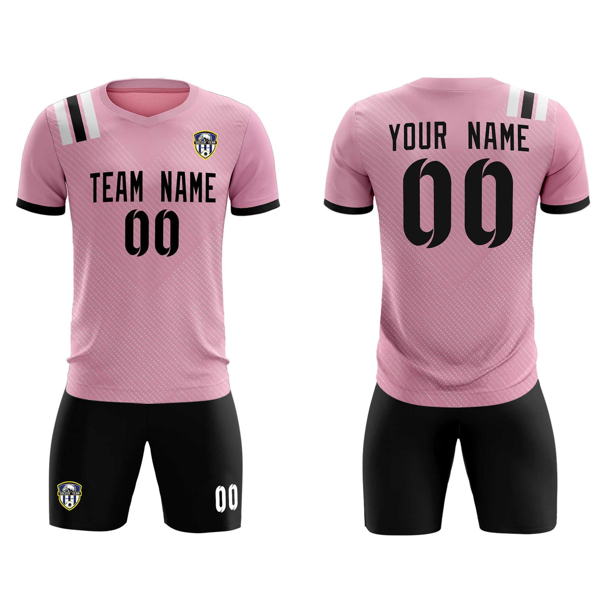Custom Pink Striped Sportswear Football Kit Jersey For Adults