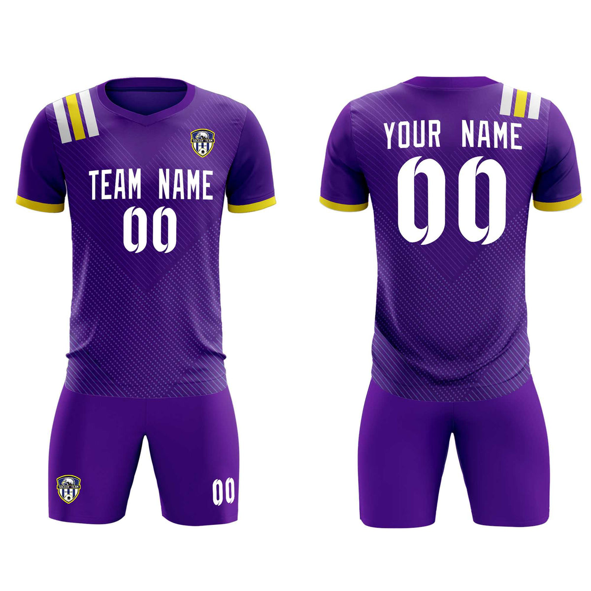 Custom Purple Striped Sportswear Soccer Tops/Sets Jersey For Adults