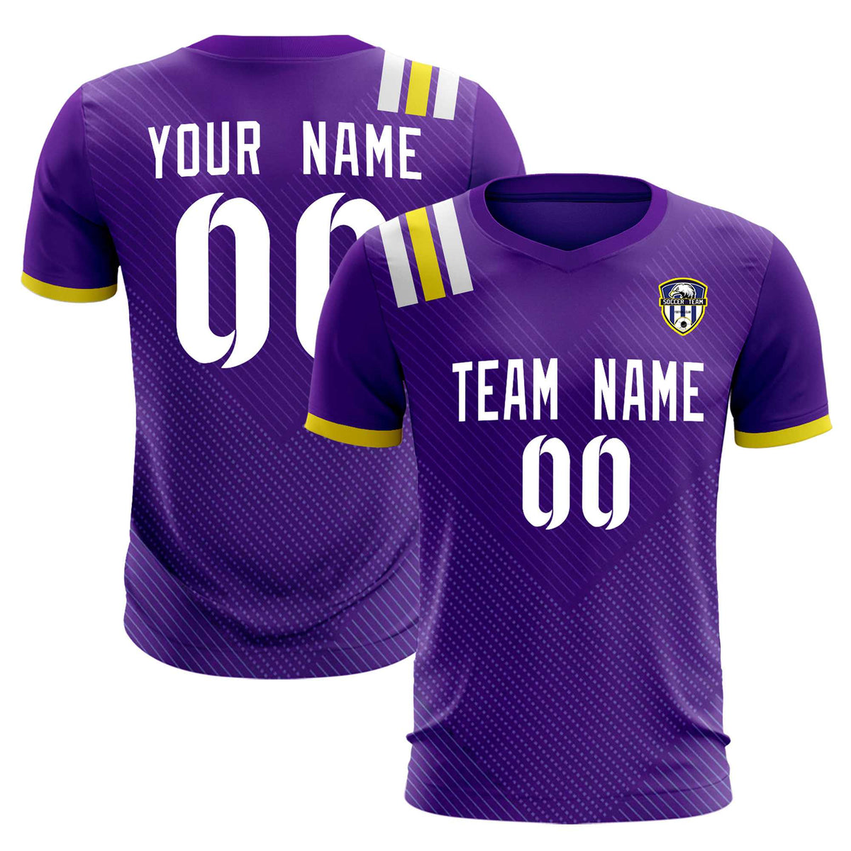 Custom Purple Striped Sportswear Football Kit Jersey For Adults