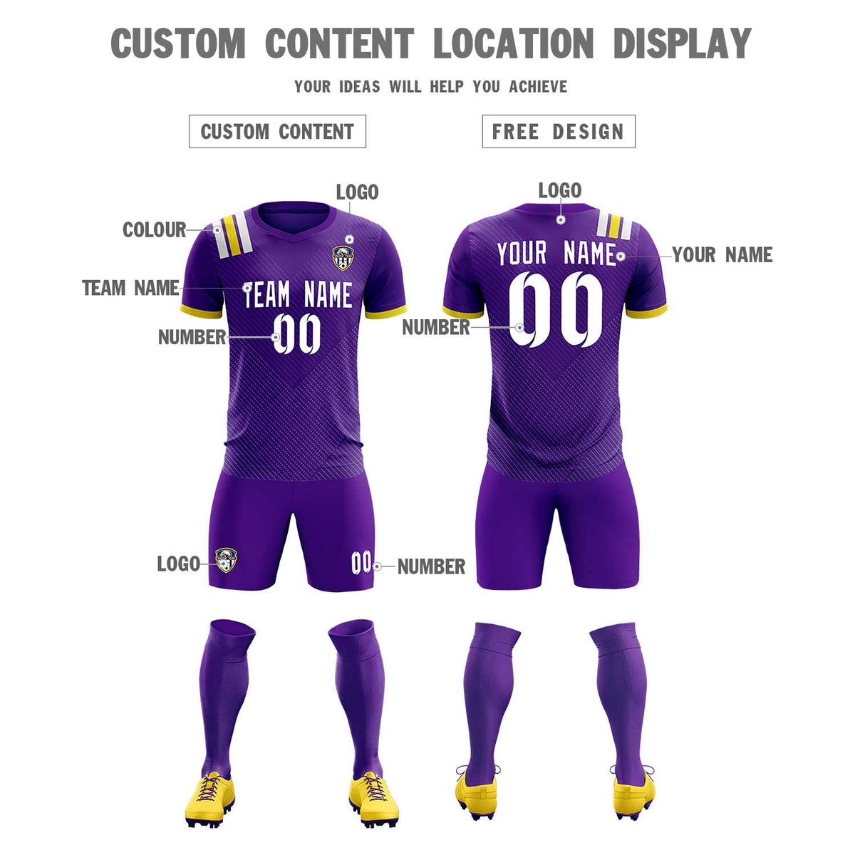 Custom Purple Striped Sportswear Soccer Tops/Sets Jersey For Adults