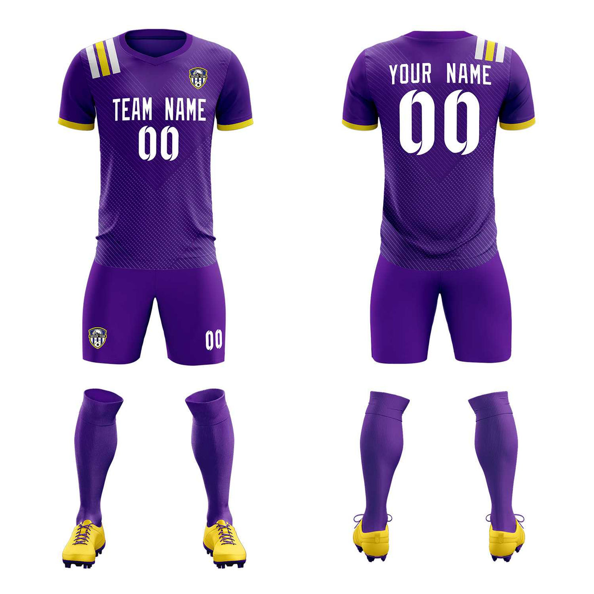 Custom Purple Striped Sportswear Soccer Tops/Sets Jersey For Adults