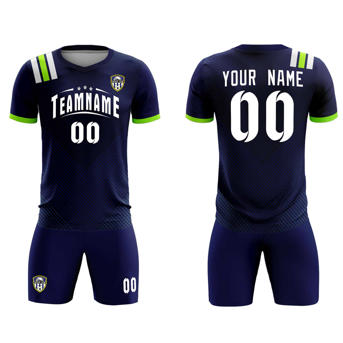 Custom Navy Striped Sportswear Soccer Tops/Sets Jersey For Adults