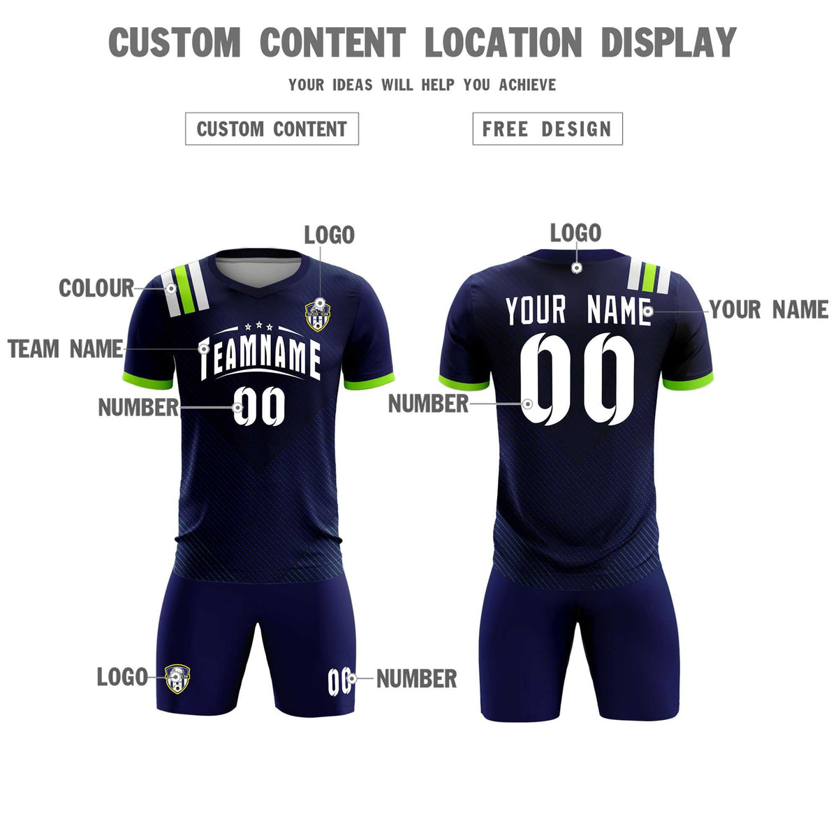 Custom Navy Striped Sportswear Football Kit Jersey For Adults