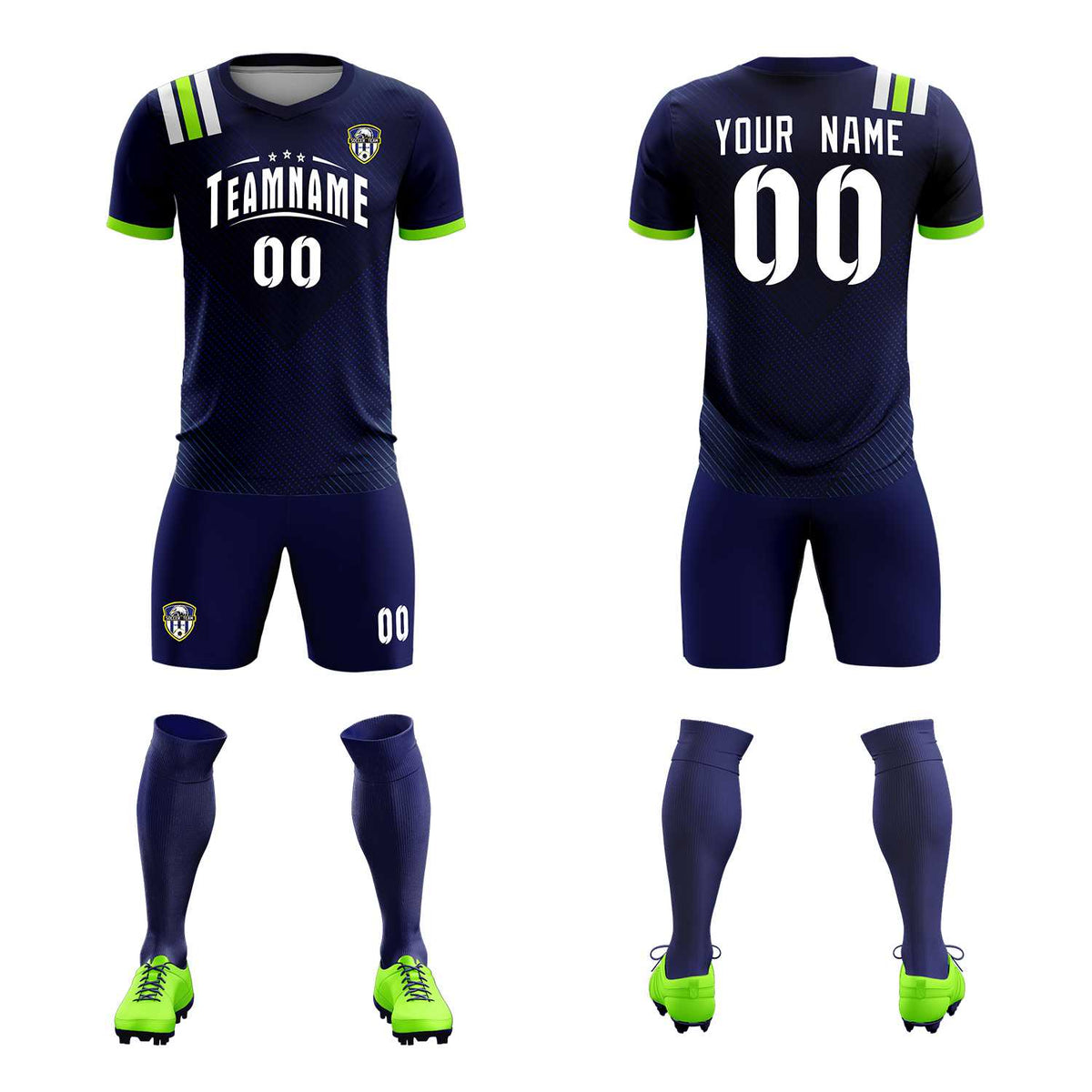 Custom Navy Striped Sportswear Soccer Tops/Sets Jersey For Adults
