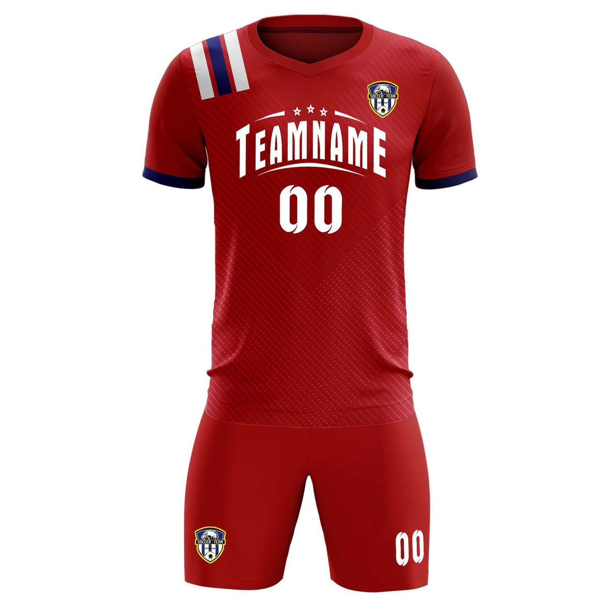 Custom Red Striped Sportswear Football Kit Jersey For Adults