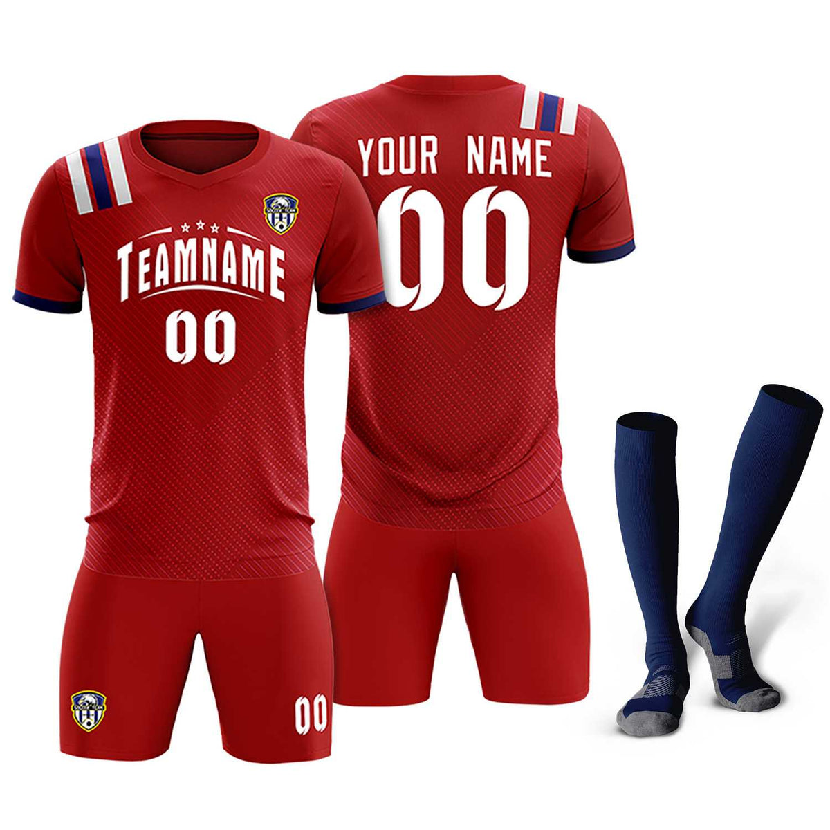 Custom Red Striped Sportswear Football Kit Jersey For Adults