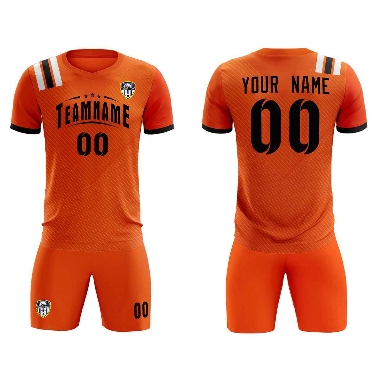 Custom Orange Striped Sportswear Football Kit Jersey For Adults