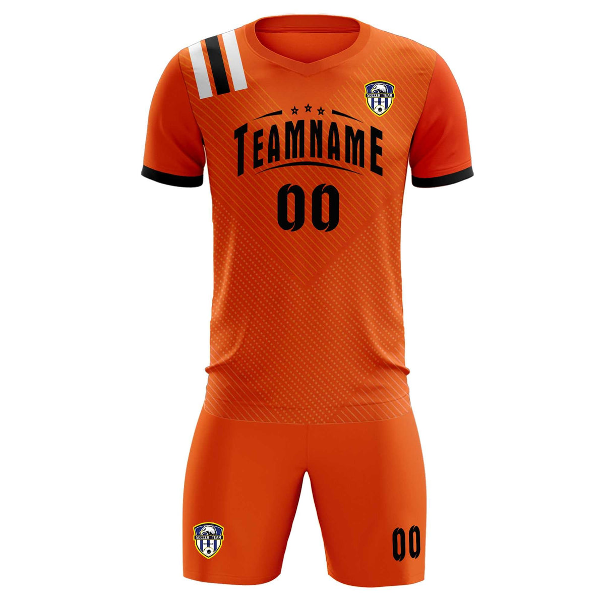 Custom Orange Striped Sportswear Soccer Tops/Sets Jersey For Adults