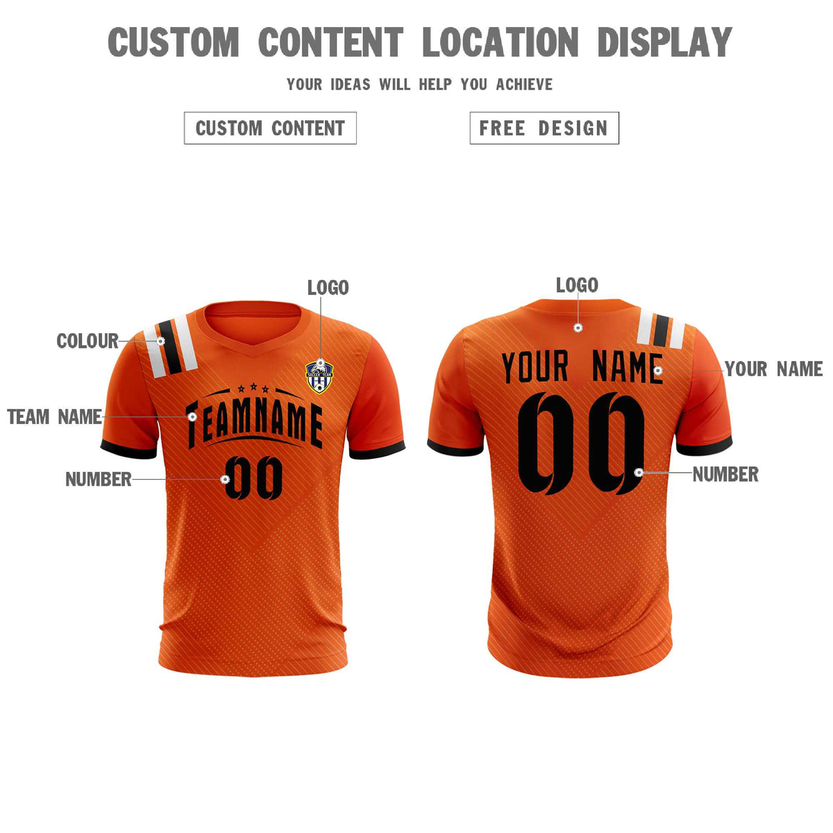 Custom Orange Striped Sportswear Soccer Tops/Sets Jersey For Adults