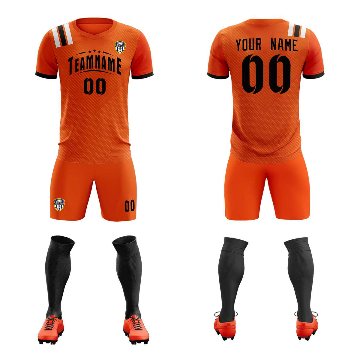 Custom Orange Striped Sportswear Soccer Tops/Sets Jersey For Adults