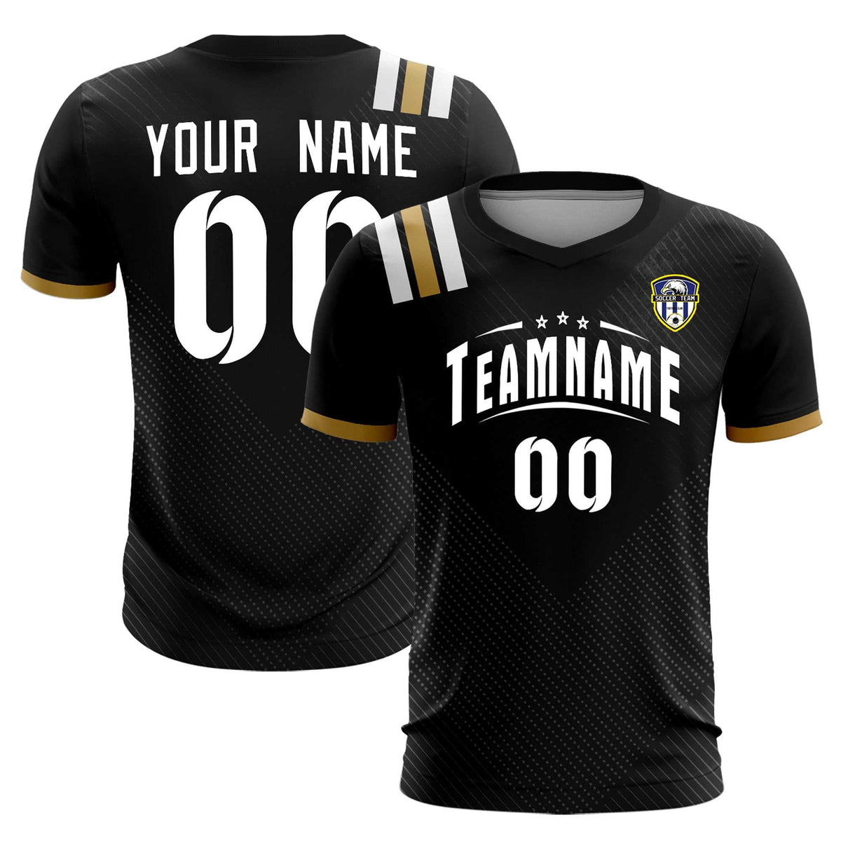 Custom Black Striped Sportswear Soccer Tops/Sets Jersey For Adults