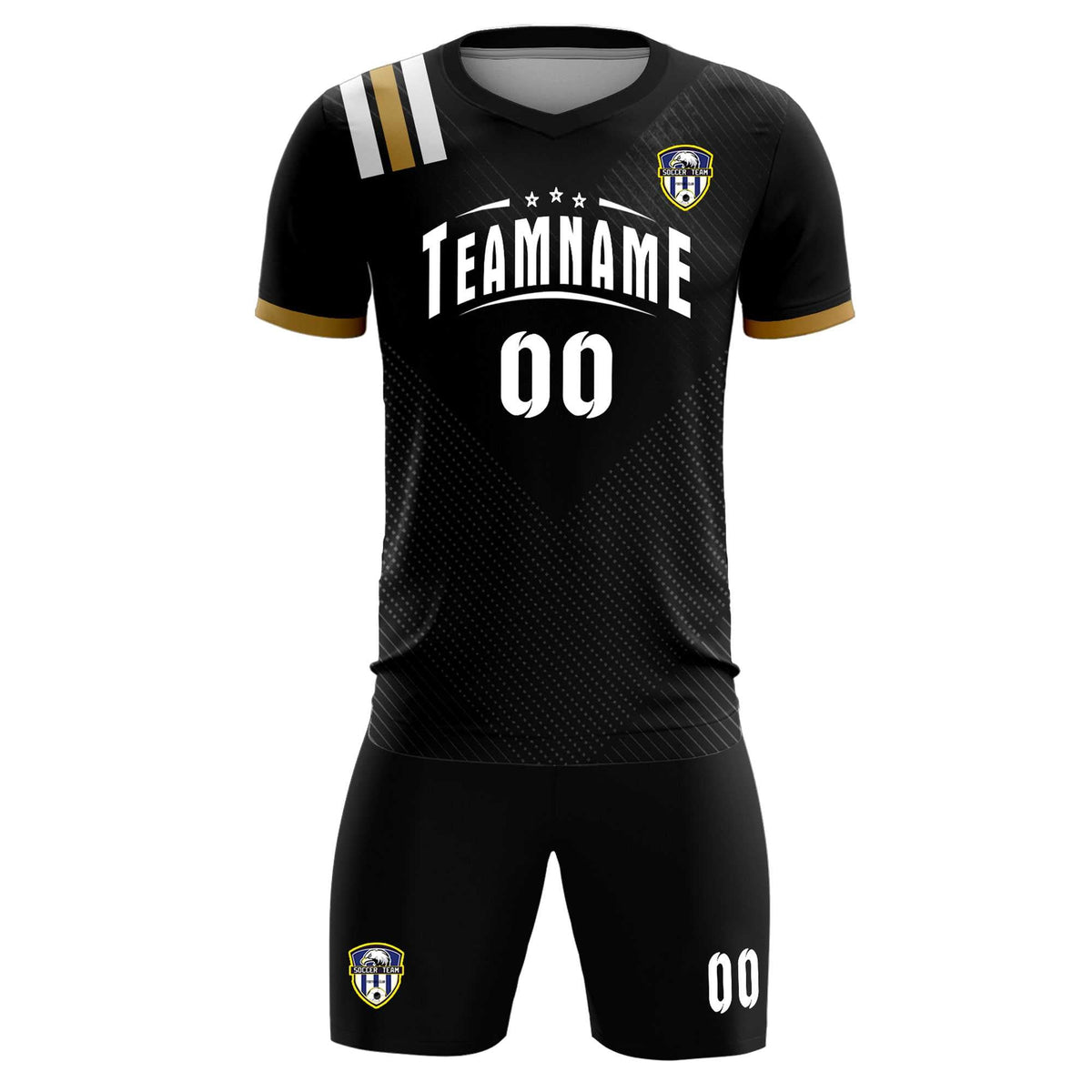 Custom Black Striped Sportswear Soccer Tops/Sets Jersey For Adults