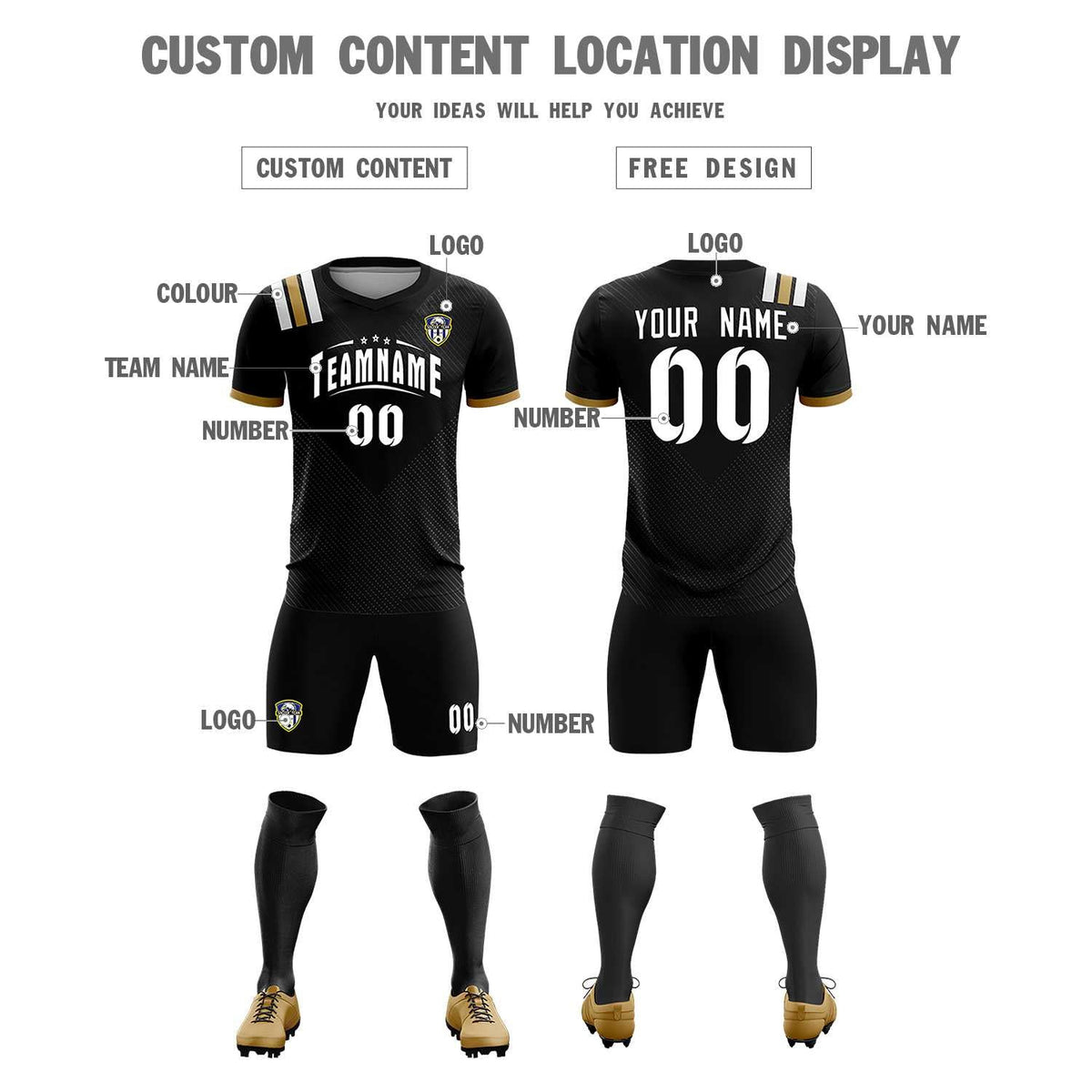 Custom Black Striped Sportswear Football Kit Jersey For Adults