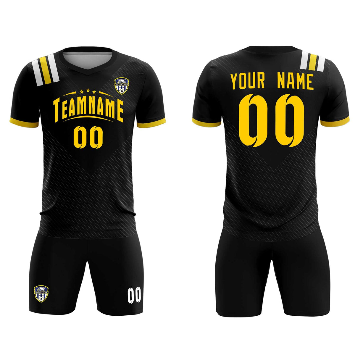 Custom Black Striped Sportswear Football Kit Jersey For Adults