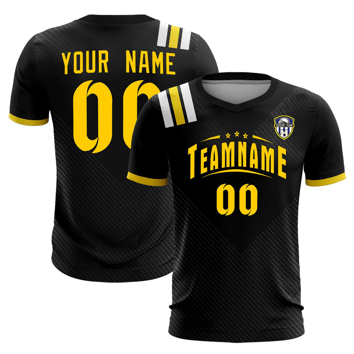 Custom Black Striped Sportswear Football Kit Jersey For Adults