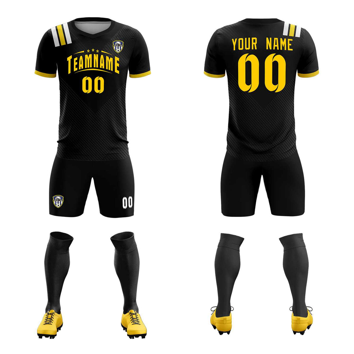 Custom Black Striped Sportswear Football Kit Jersey For Adults