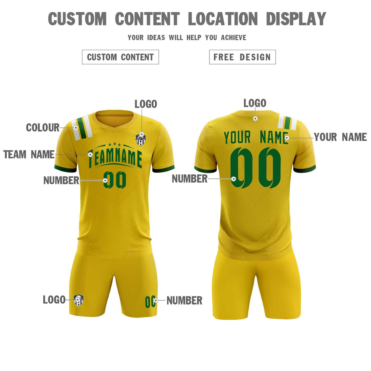 Custom Gold Striped Sportswear Football Kit Jersey For Adults
