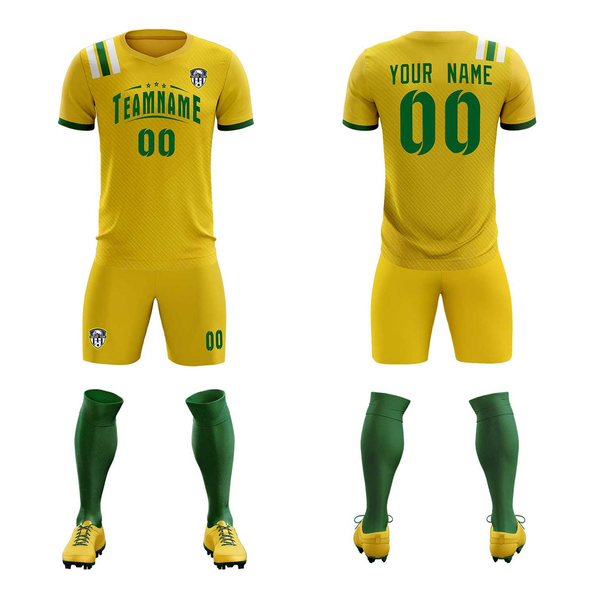 Custom Gold Striped Sportswear Soccer Tops/Sets Jersey For Adults