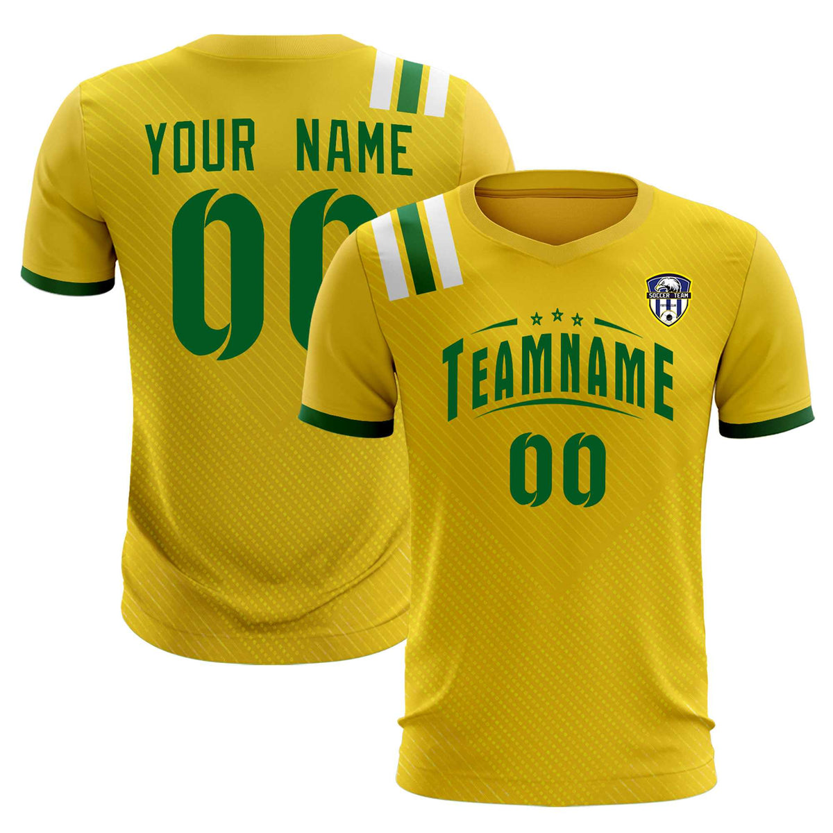 Custom Gold Striped Sportswear Football Kit Jersey For Adults