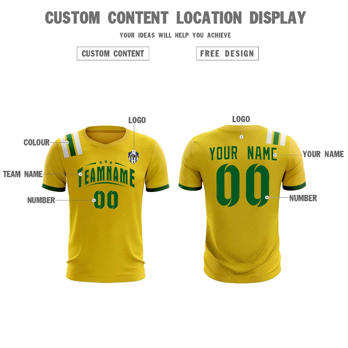 Custom Gold Striped Sportswear Football Kit Jersey For Adults