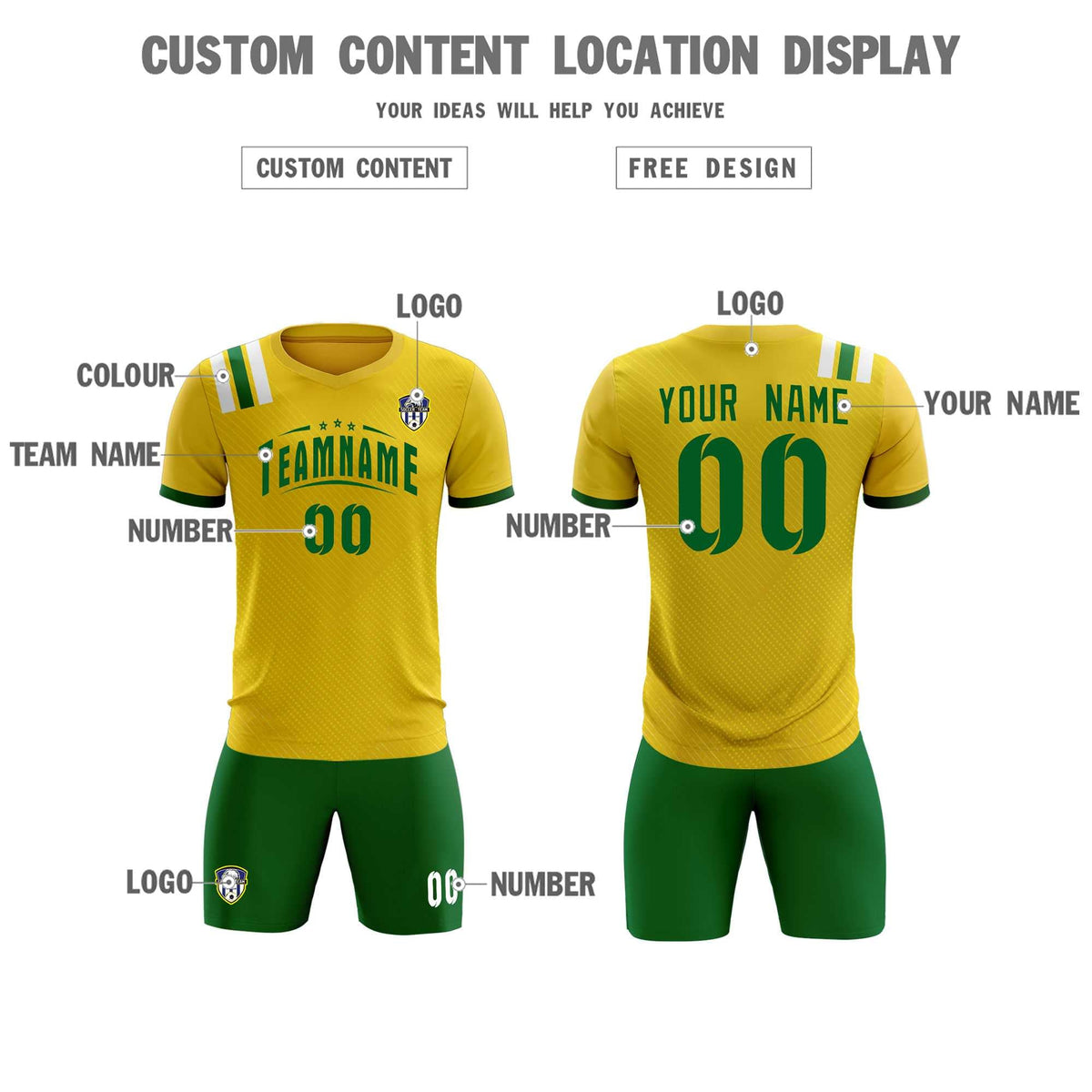 Custom Gold Striped Sportswear Soccer Tops/Sets Jersey For Adults