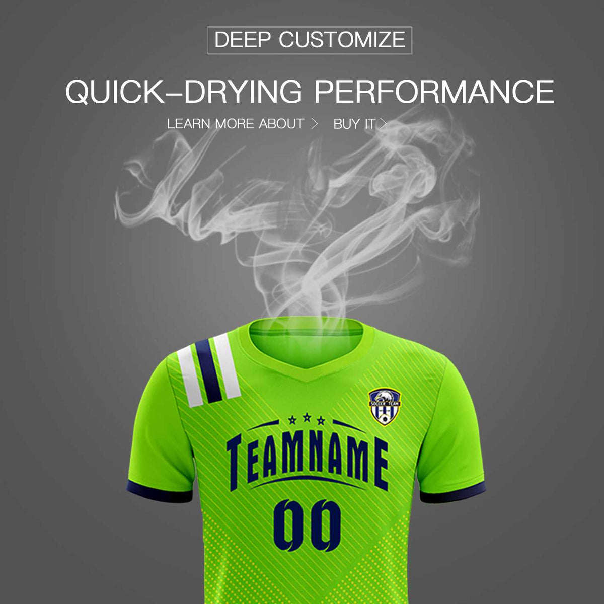 Custom Neon Green Striped Sportswear Soccer Tops/Sets Jersey For Adults
