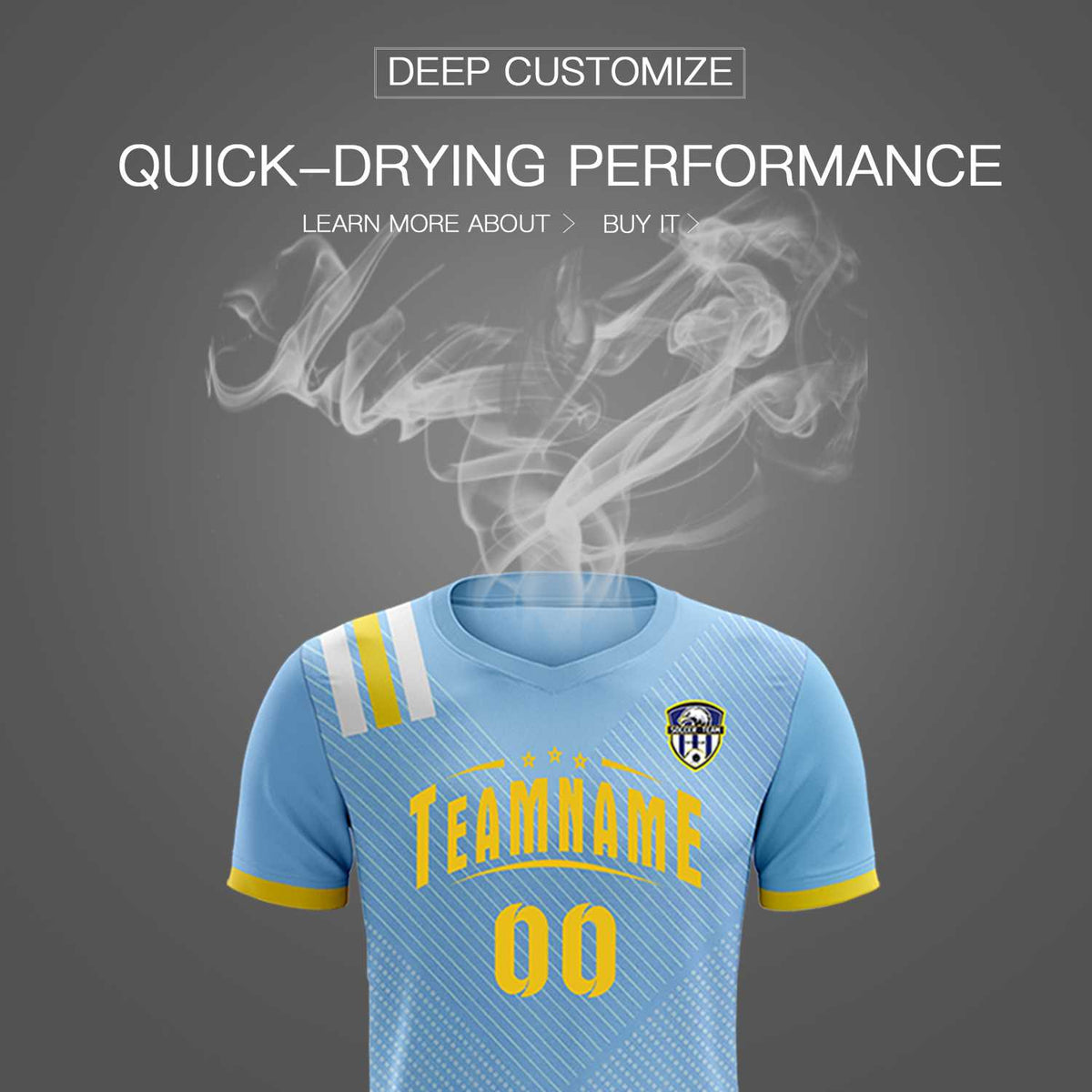 Custom Light Blue Striped Sportswear Soccer Tops/Sets Jersey For Adults