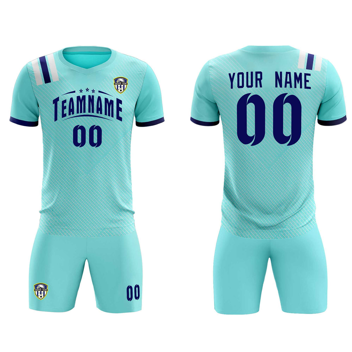 Custom Sky Blue Striped Sportswear Soccer Tops/Sets Jersey For Adults