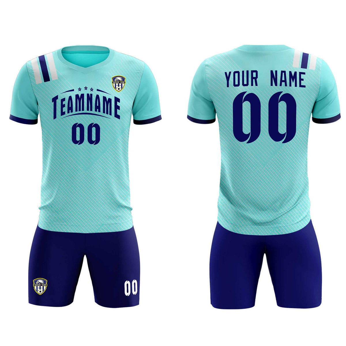 Custom Sky Blue Striped Sportswear Soccer Tops/Sets Jersey For Adults