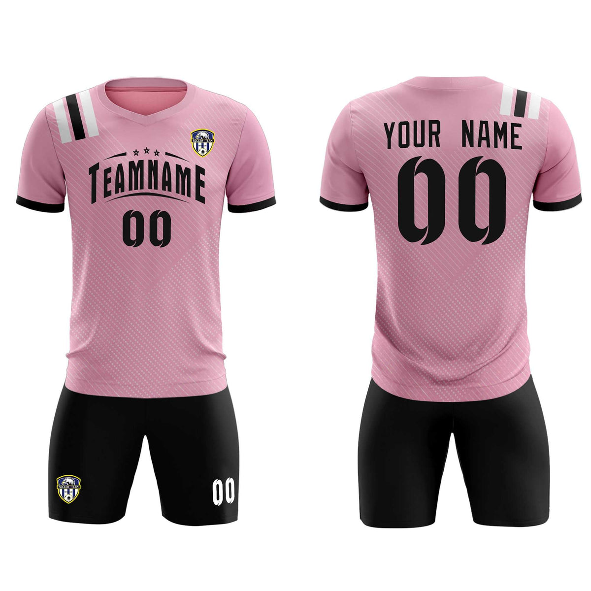 Custom Pink Striped Sportswear Football Kit Jersey For Adults