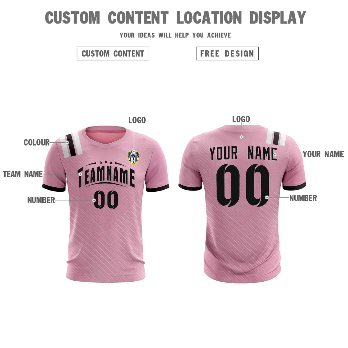 Custom Pink Striped Sportswear Soccer Tops/Sets Jersey For Adults