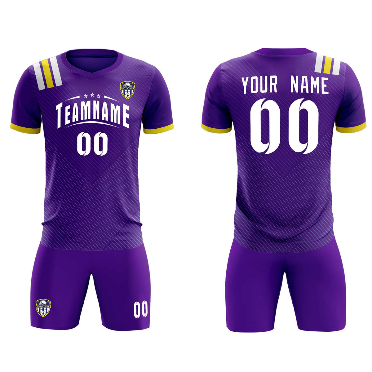 Custom Purple Striped Sportswear Football Kit Jersey For Adults