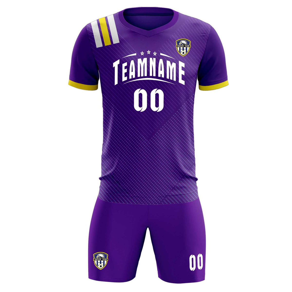 Custom Purple Striped Sportswear Football Kit Jersey For Adults