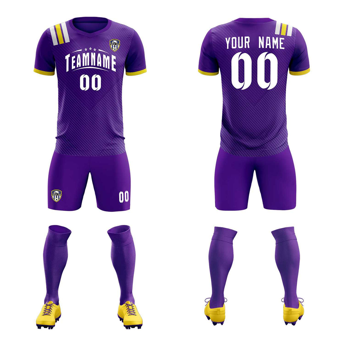 Custom Purple Striped Sportswear Football Kit Jersey For Adults